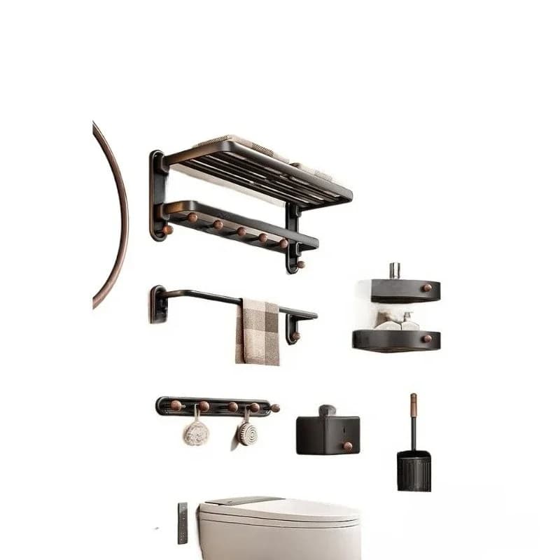 Bathroom rack Italian toilet no punching antique style towel hanging rod space aluminum bath towel rack