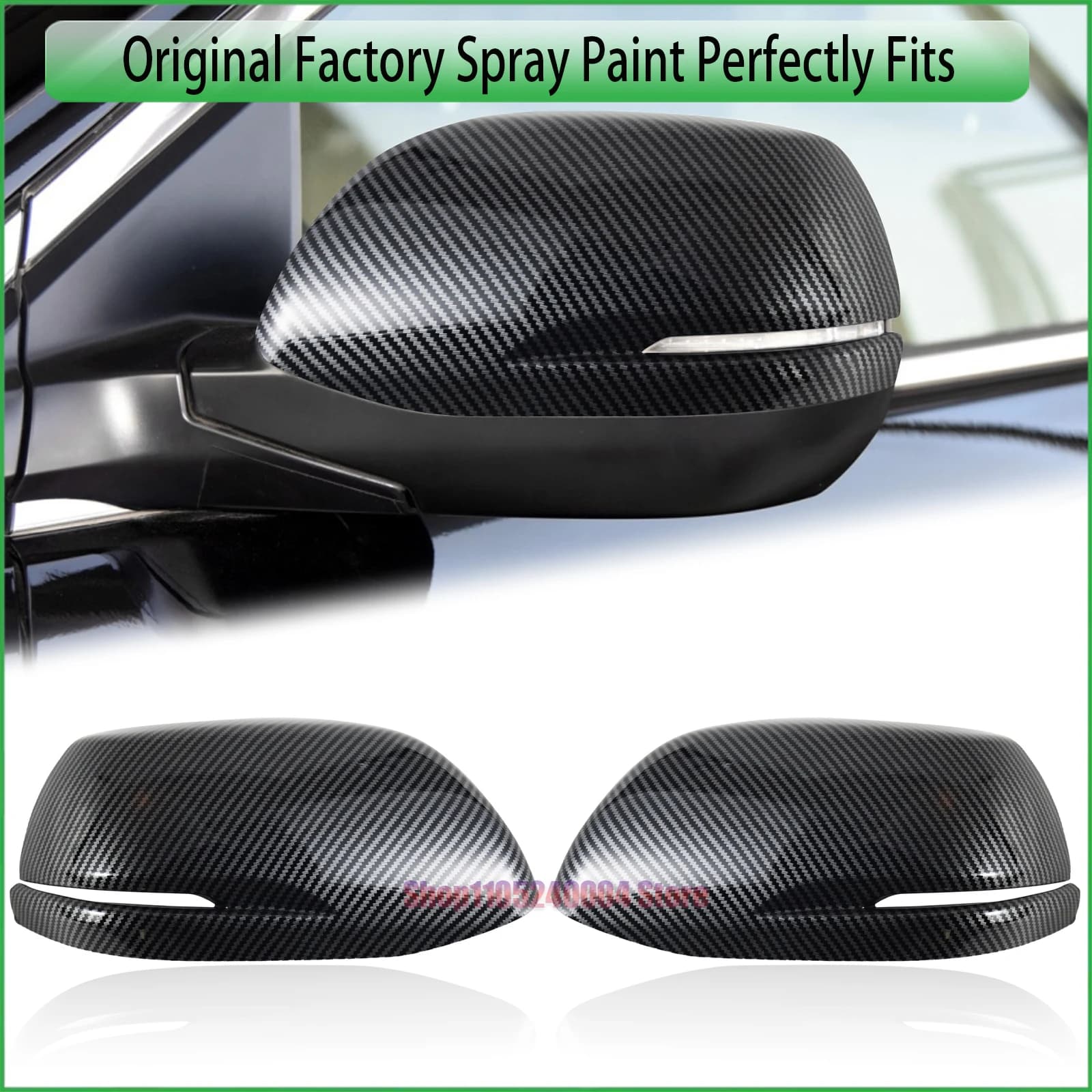 For Honda CRV 2012-2016 Rearview Mirror Cover Caps Pair - Carbon Fiber Pattern - Protects Against Scratches & UV Damage