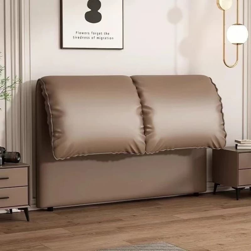Cream-style headboard with soft backrest, solid wood light luxury floor-standing integrated minimalist