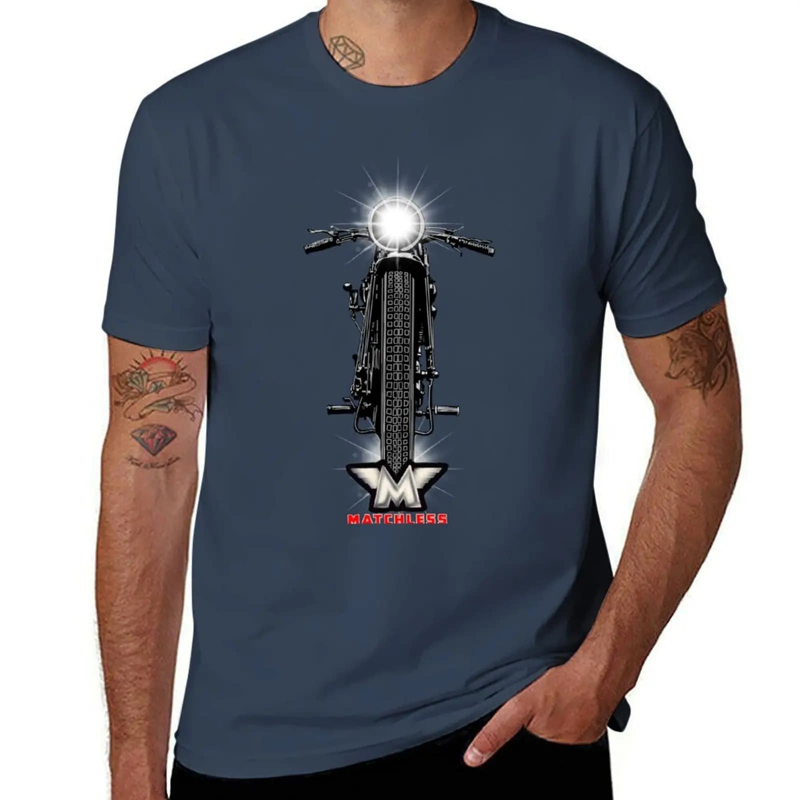 Vintage Matchless Motorcycle Design By MotorManiac T-Shirt t shirt for man man t shirt heavy cotton T-Shirt