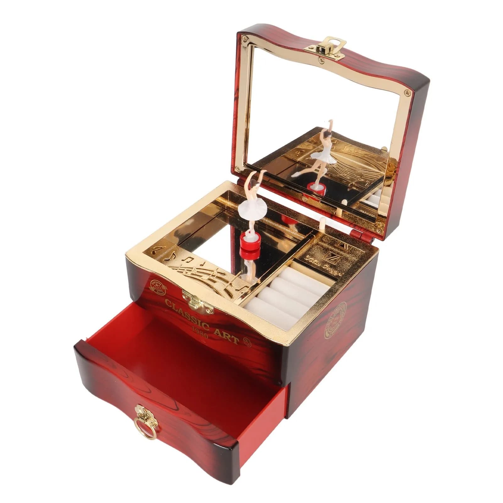 F2 Rotating Ballerina Dancer Music Box Nostalgic Elegant Dancing Girl Musical Jewellery Box for Necklace Earrings Home Decor