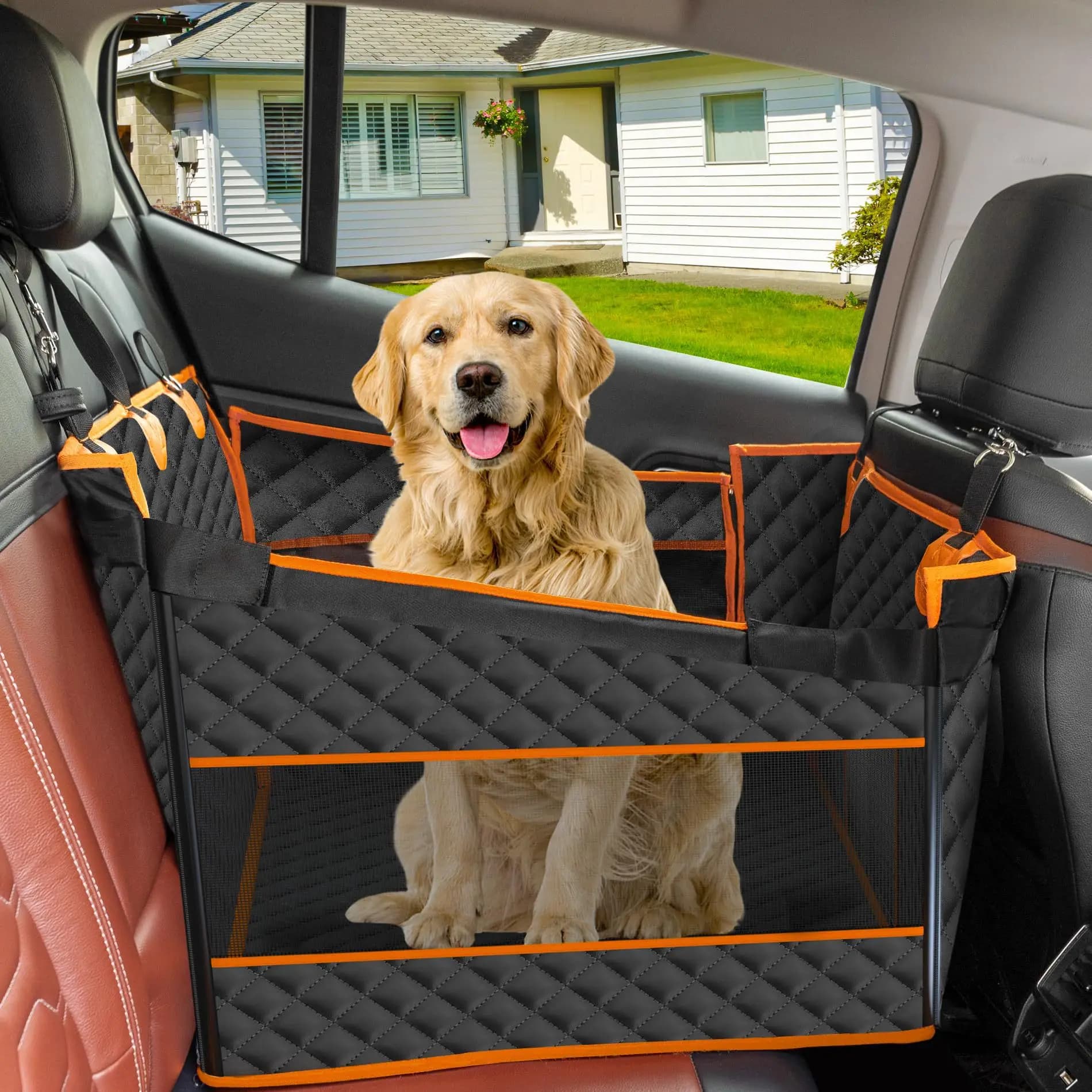 Large & Medium Dog Car Seat Pet Mat Hard Board Extended Vehicle Seat Cover for Dogs Anti-Dirty Anti-Scratch Car Cushion