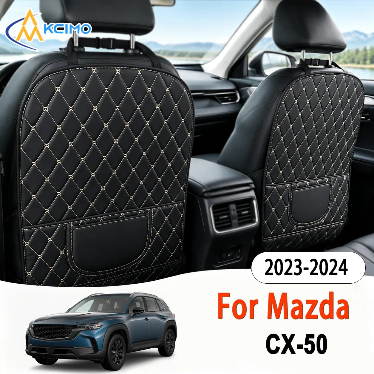 Car Rear Seat For Mazda CX-50 2023-2024 Anti-Scratch Anti-Dirt Guard Pads Wear Resistant PU Leather Seat Back Anti-Kick Mats