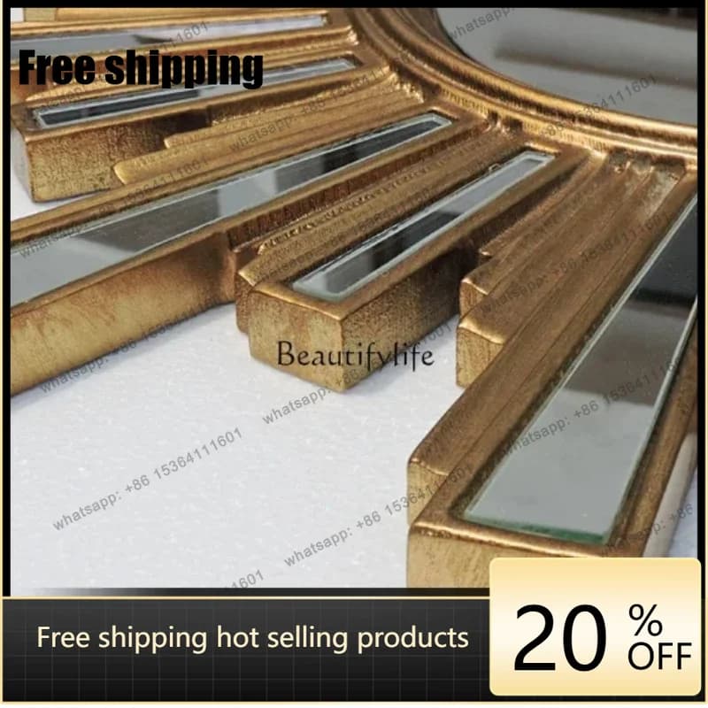 Factory Direct Entrance decorative mirror background wall living room retro round wall hanging creative sun decorative mirror