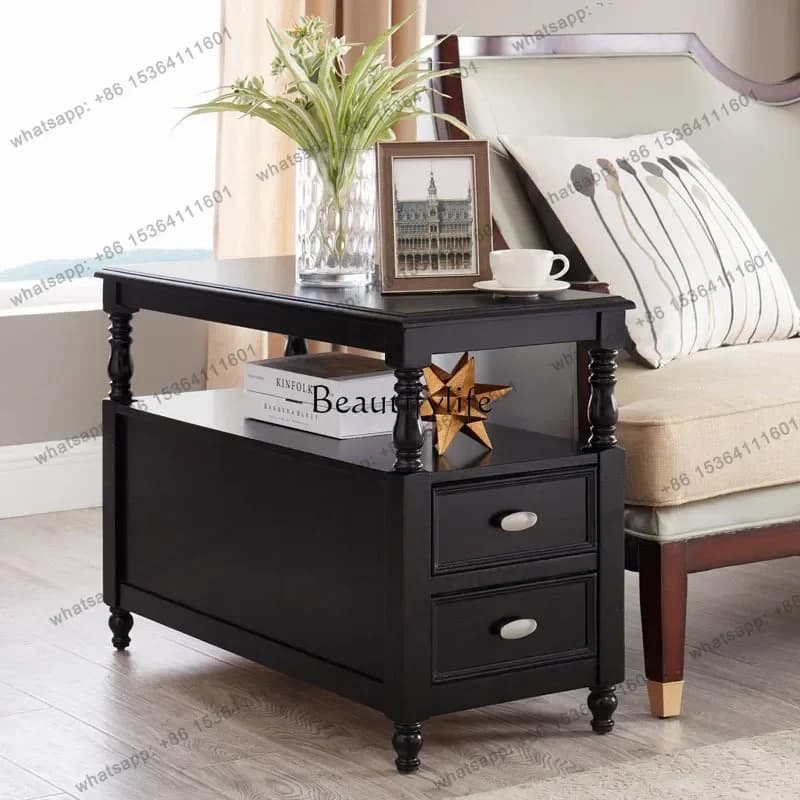 CJ American Style Sofa Side Table Simple Sofa Side Cabinet Solid Wood Coffee Table Small Square Table