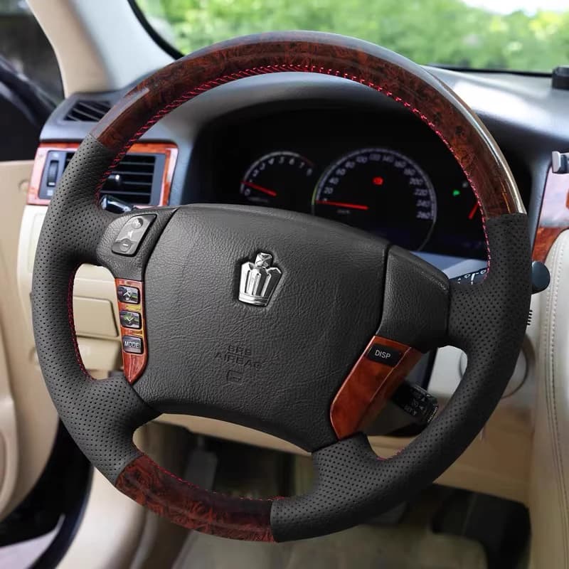 For Toyota GRS184 Toyota Crown 05-06-07-08-09 Car Steering Wheel Cover Manual Sewing Genuine Leather Protector Braid Car Part