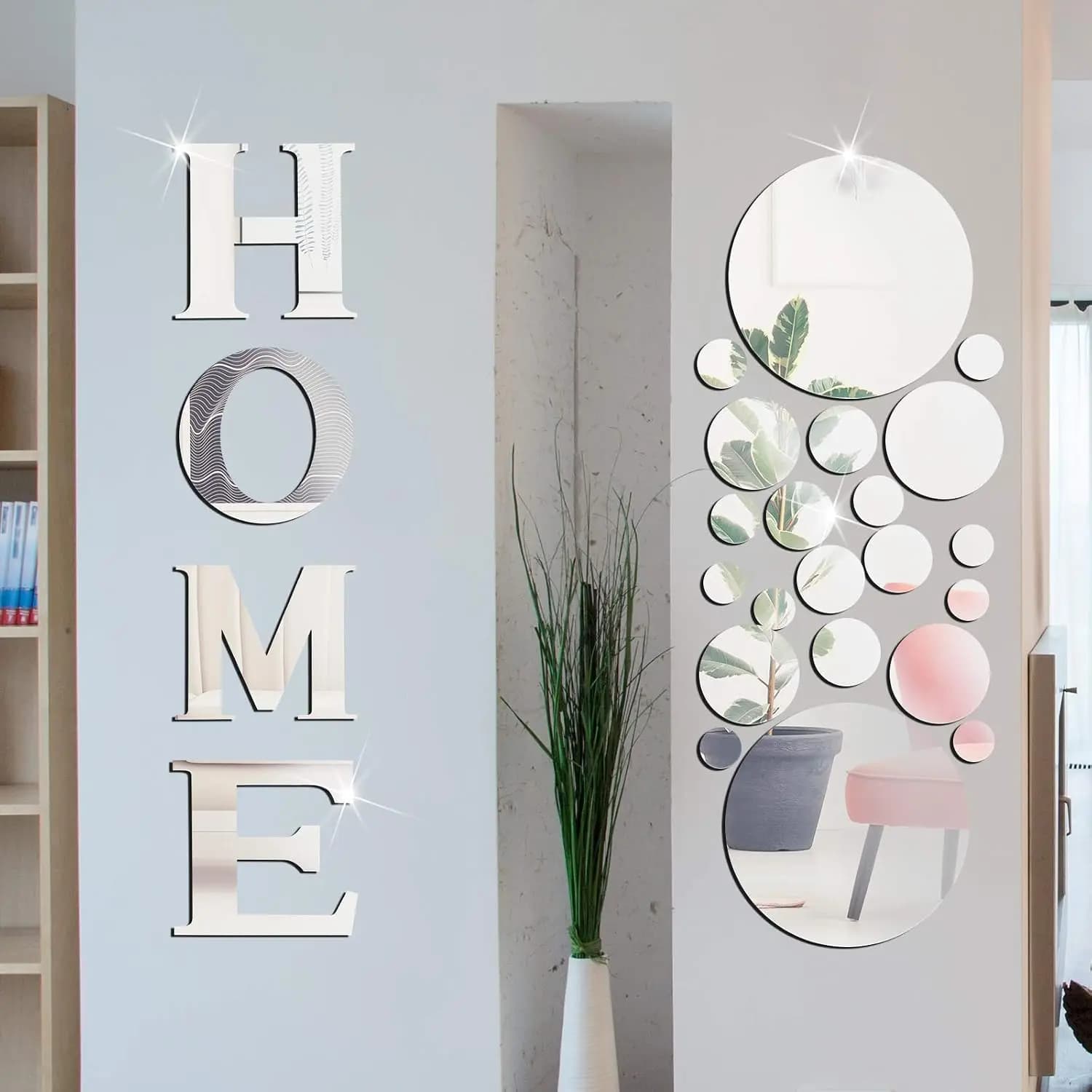 30 Pcs Living Room Wall Decor Home Mirror Wall Letter Signs Stickers DIY Acrylic Mirror Decals 3D Decorations for Home Bedroom L
