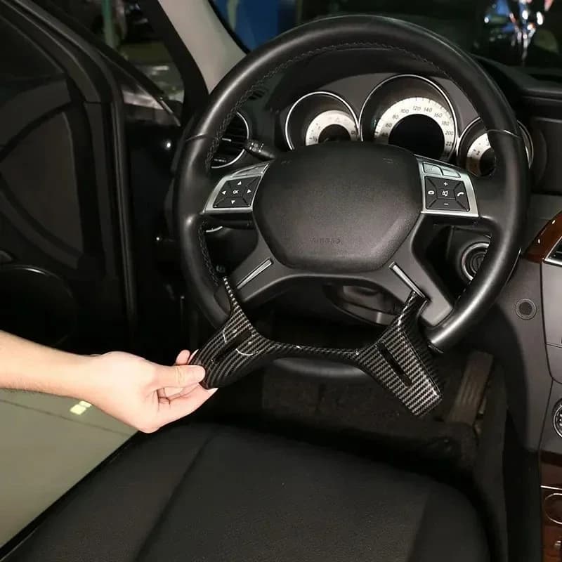 For Mercedes Benz C E Class ML GL W204 W212 X166 W166 11-13 ABS Matt Black Car Steering Wheel Cover Trim Sticker Car Accessories