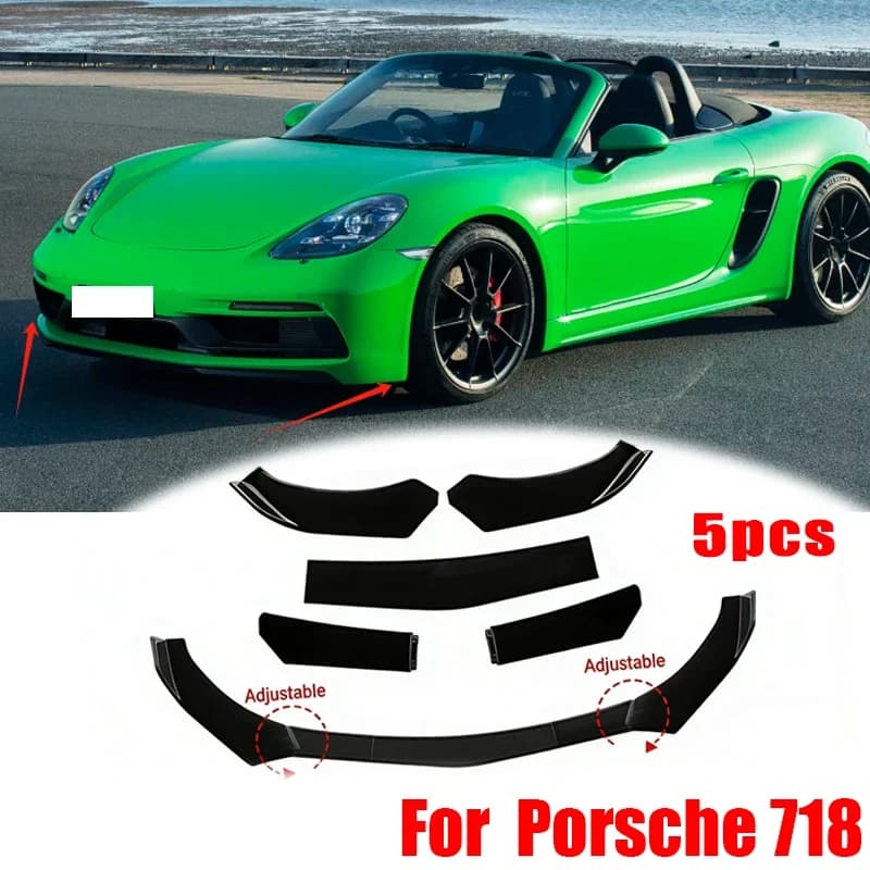 5Pcs ABS Material Universal Car Front Bumper Separator Bumper Lip Body Kit Duck Lip Separator For Porsche 718 Car Accessories