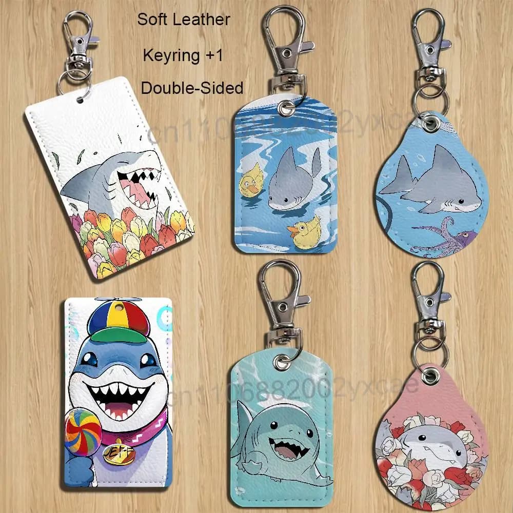 Cartoon zoo Shark Jeff land Cartoon Singer Anime Card Keychain Fashion Pendant Bag ID Door Card Holder Bus Card Cute Adult