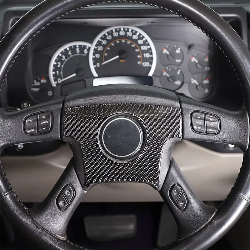 For Hummer H2 2003-2007 Soft Carbon Fiber Car Steering Wheel Panel Decoration Sticker Car Interior Protection Accessories