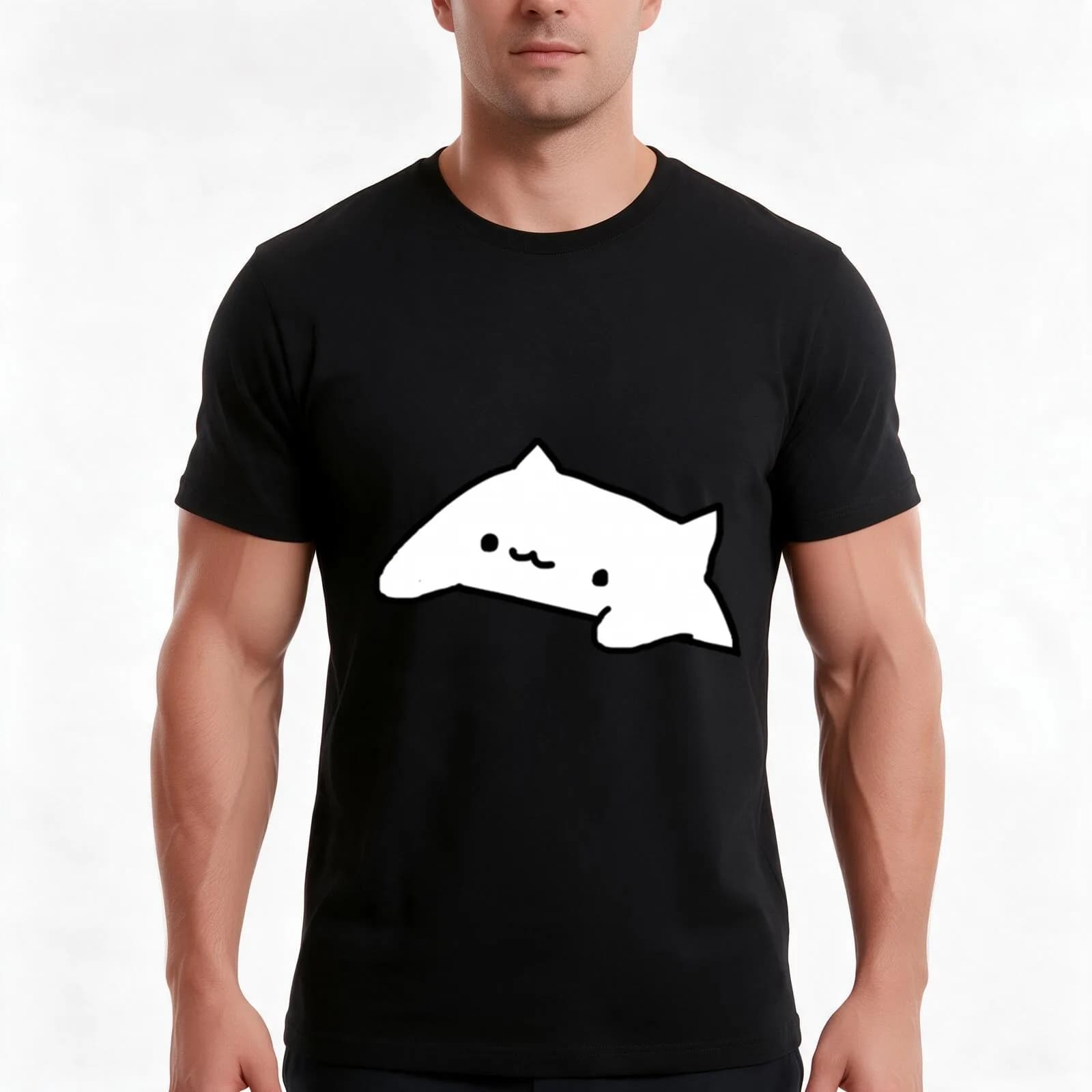 Bongo Cat T-Shirt, Summer Casual Cotton Tee, Oversized Streetwear Tops, Vintage Graphic Print, Loose Fit Short Sleeve