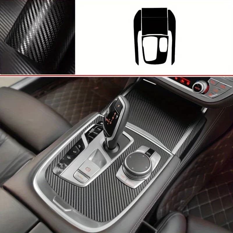Car Interior Sticker Gear Box Protective Film For BMW 7 Series G11 G12 2016-2022 Car Gear Panel Sticker Carbon Fiber Black