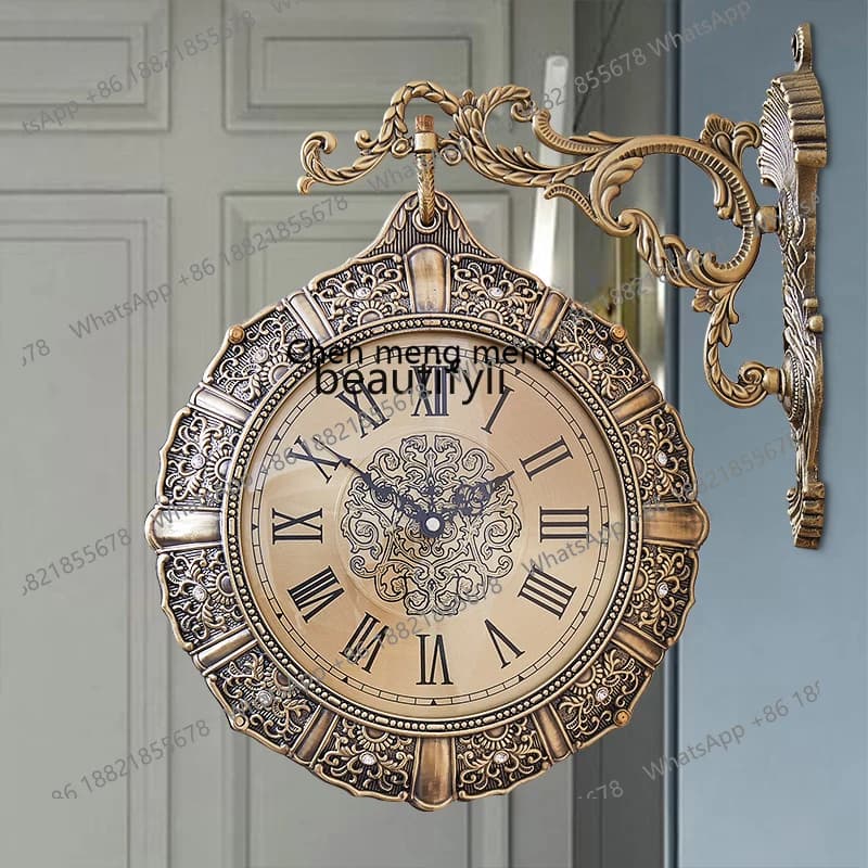 European retro living room silent double-sided American luxury double-sided clock watch