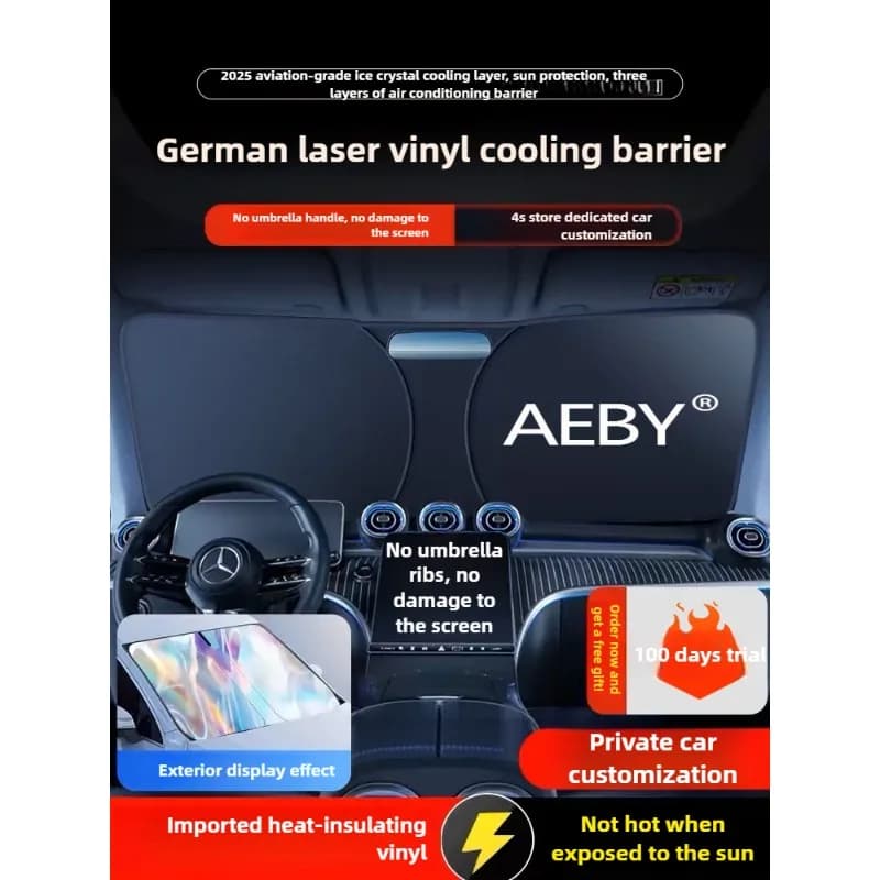 AEBY For BYD Atto 2 Smart Driving Edition 2025 Foldable Sun Shade,Car Windshield Sun Shield,Reflective Aluminum Foil Sunshade