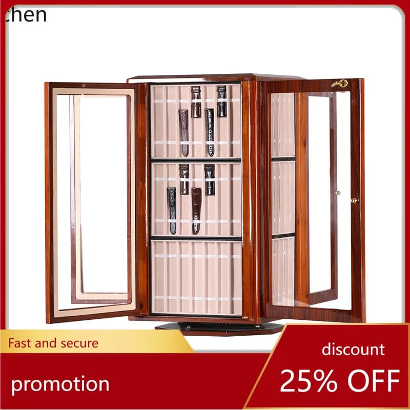 ZML Watch Strap Packaging Watch  Rack Four-Layer Cabinet with Lock Wooden Stand Rotating Exhibition Display Cabinet Multi-Layer