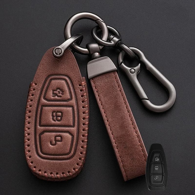 Oli Leather Car Key Case Cover for Ford Fiesta Focus 3 4 Mondeo Ecosport Kuga Focus ST Car Protect Key Case