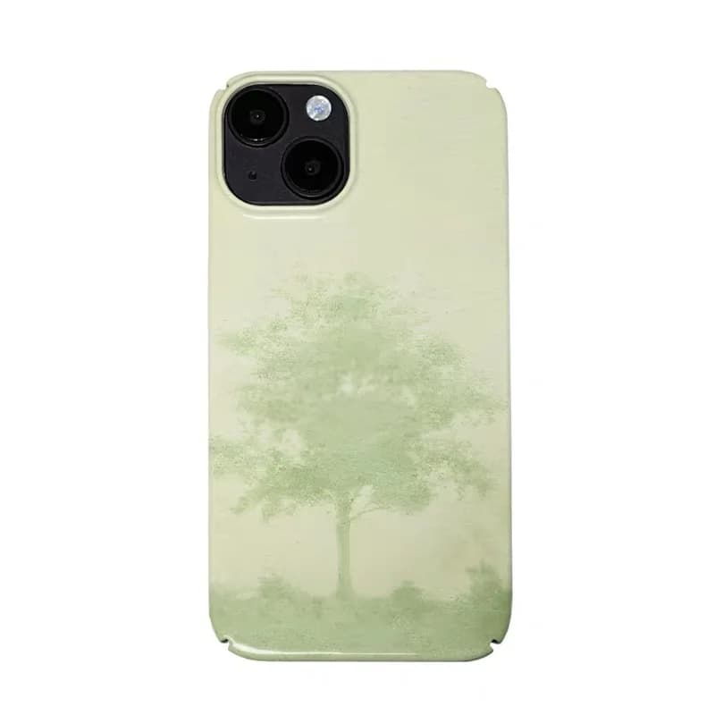 Green Dyed Bottom Small Tree Phone Case for IPHONE 17 Air 16E 15 PROMAX 14 Plus 13 12 MINI 11 PRO 16Plus XR Acrylic Phone Cover