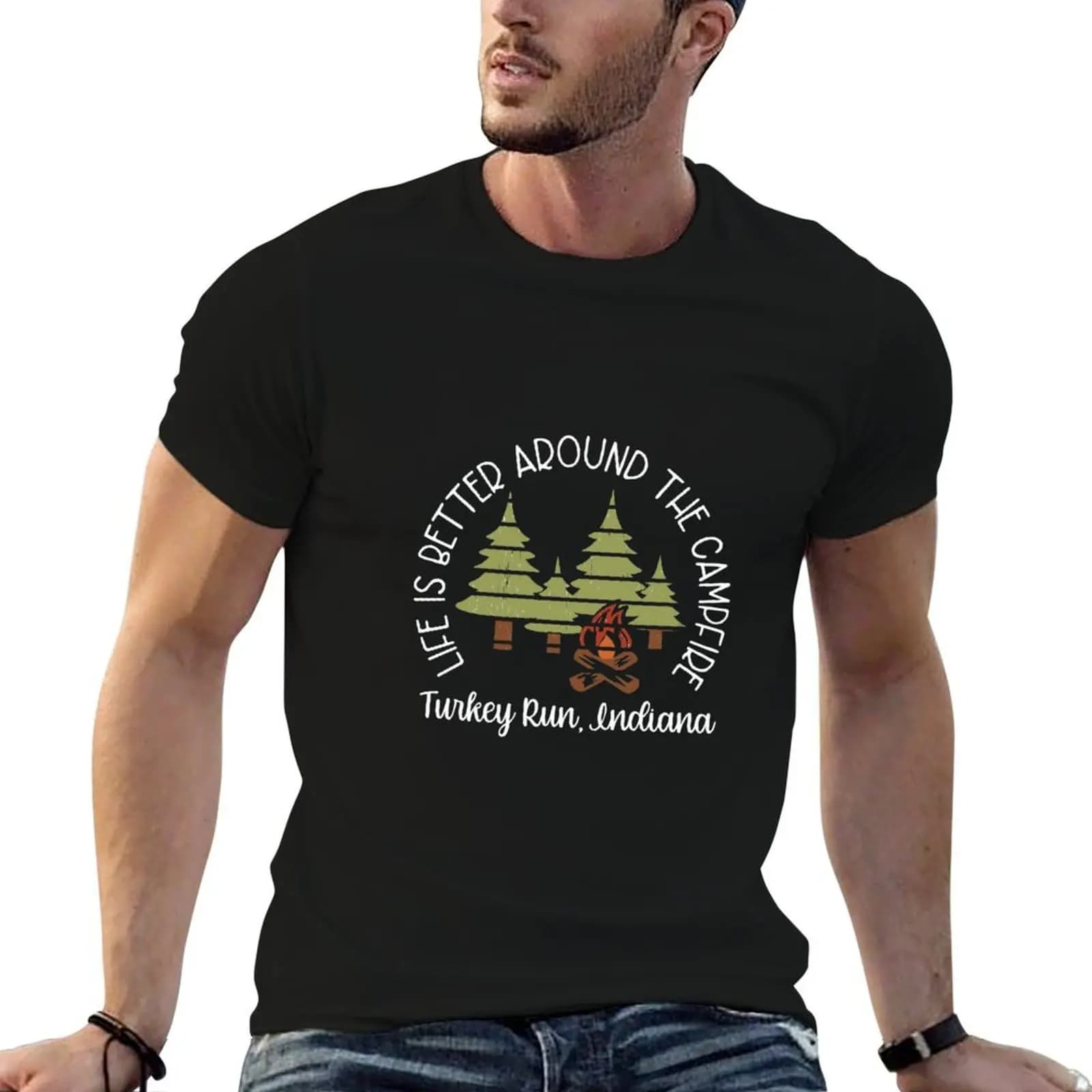 Life Is Better Around The Campfire Turkey Run State Park T-Shirt anime shirt korean fashion heavy weight t shirts for men