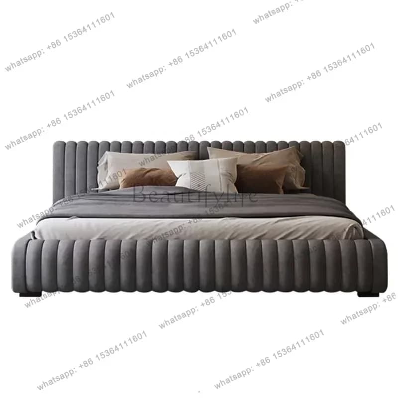 PG Luxury Modern Double Bed Wood Storage Loft Modern Floor Double Bed Queen Sleeping European Cama Box Casal Bedroom Furniture