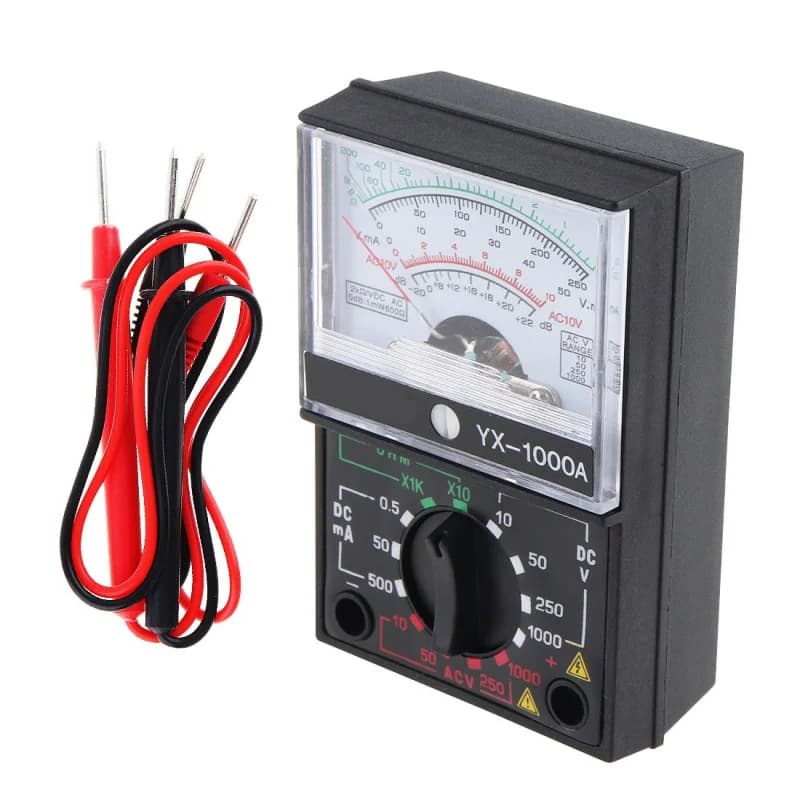 Pointer Multimeter Instrument Small Universal Meter Voltmeter Ammeter，Voltage Range：1000 V，Current Measurement Range500mA
