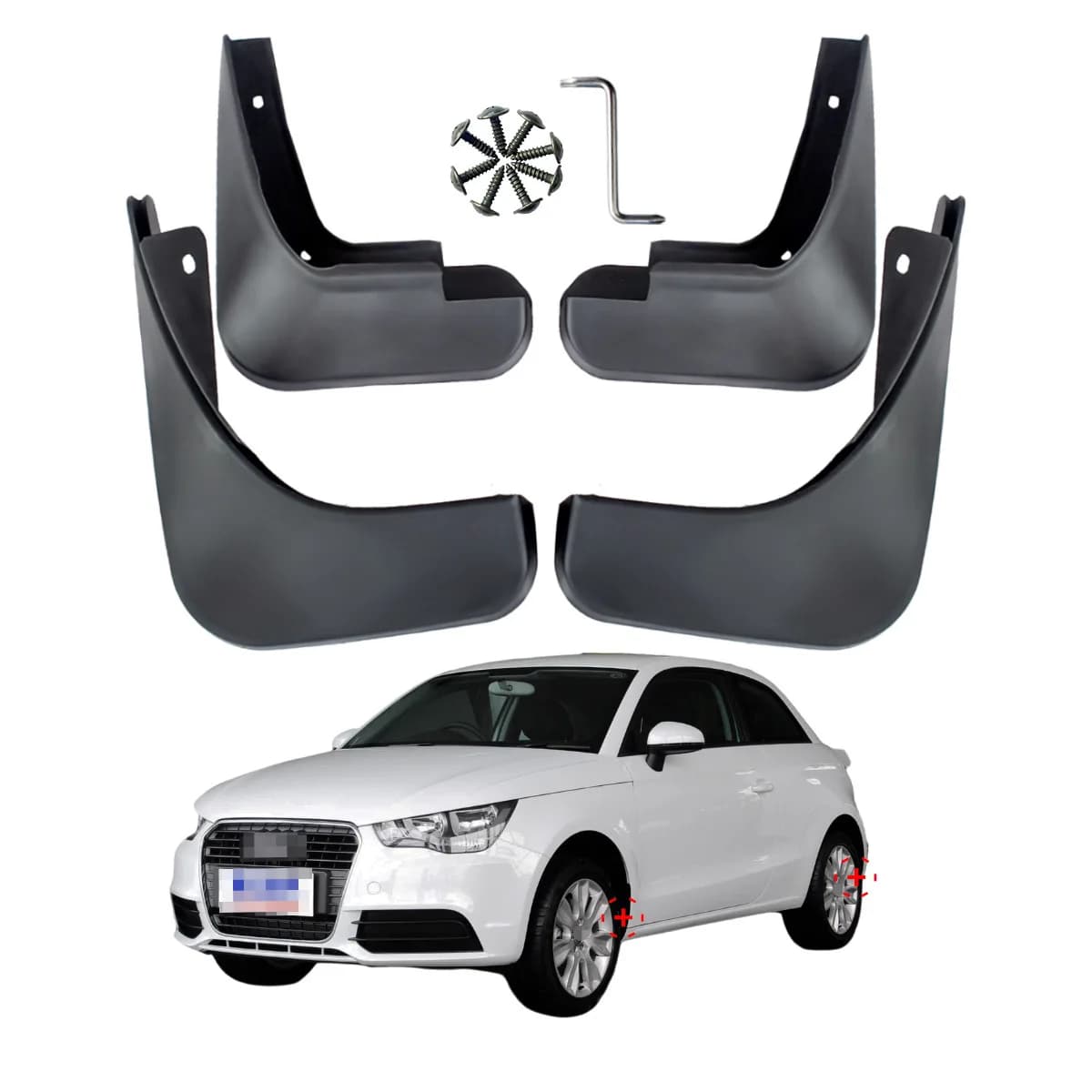 For Audi A1 Mud Flaps Splash Guards For Audi A1 Mudguards 4pcs 2010-2015（Not applicable to Audi A1 Sline Sport Edition）