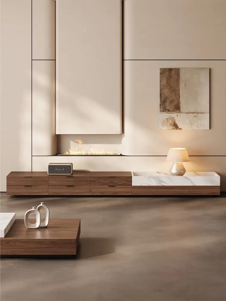 PYH Modern Simple Light Luxury Natural Luxury Stone Storage TV Cabinet Living Room Home Floor-standing Cabinet