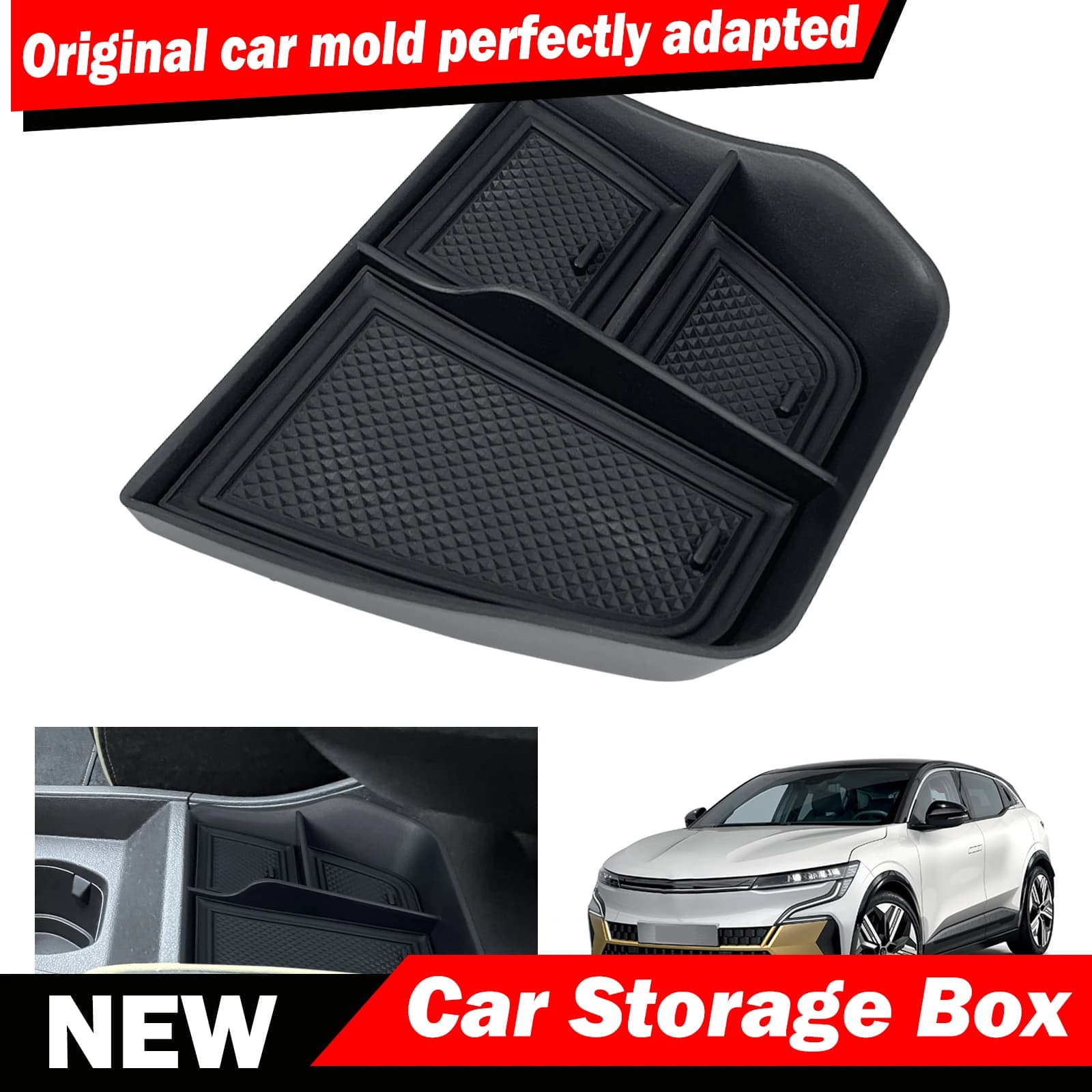 For Megane E-Tech 2022-2025 Car Armrest Storage Box Center Console Organizer Tray Pallet Holder E-Tech Accessories 2025