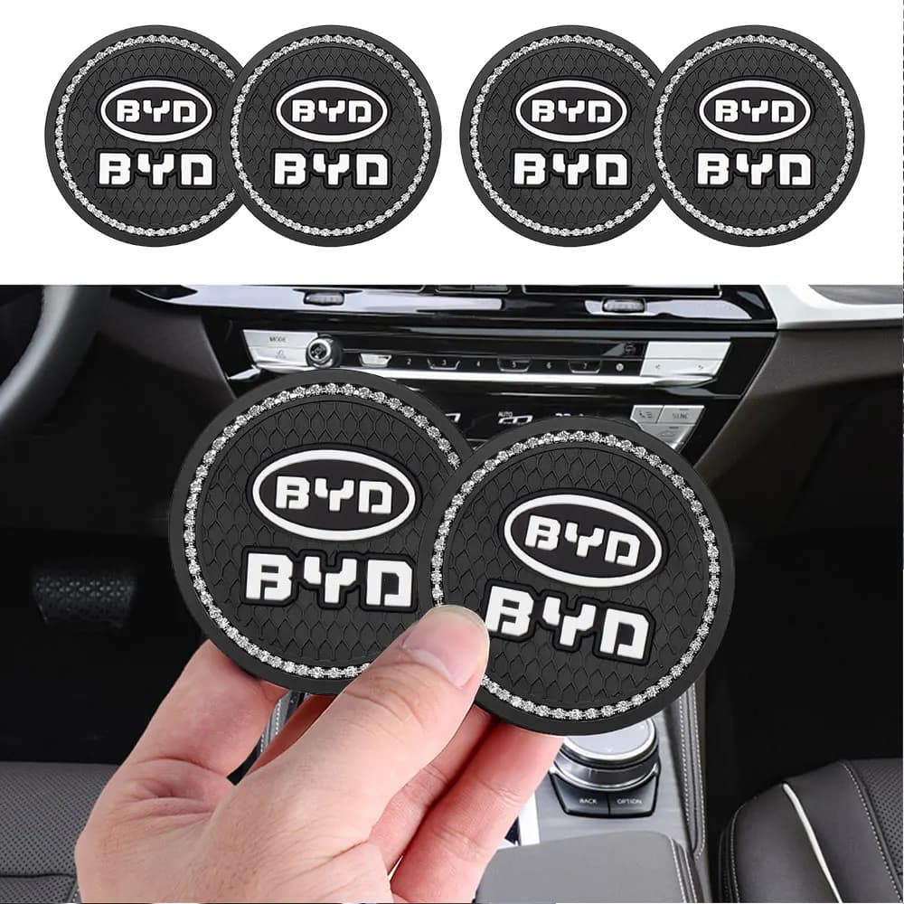 For BYD All Models Car Cup Holder Coaster Non-Slip Silicone Auto Interior Decoration Accessories