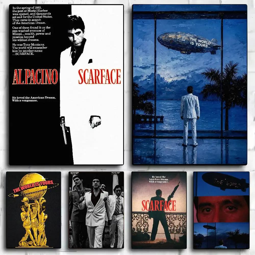 Classic Movie S-ScarfaceS Prints poster The World is Yours Classic Vintage canvas painting home decor poster fans gifts-unframed