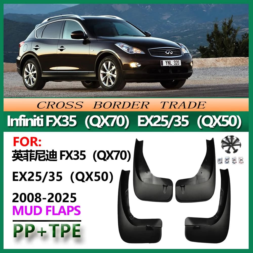 For Infiniti FX35 QX70 EX25 EX35 QX50 2008-2025 Mud Flaps OE Style Splash Guards Set of 4 Perfect Fit for Luxury SUV