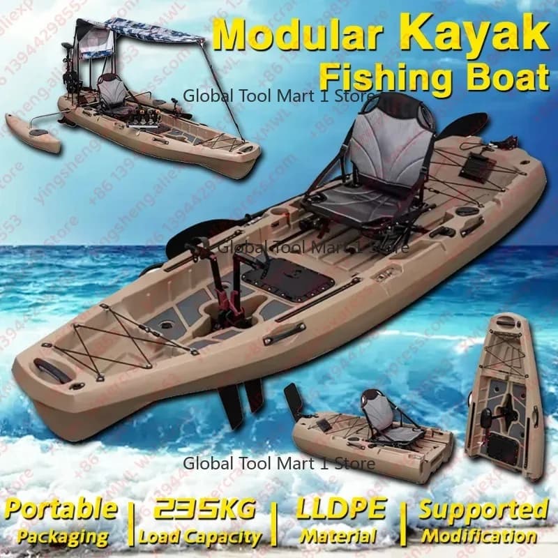 LLDP-E Modular Kayak With Engine Fishing Boat Canoe With Seat And Paddle Rotomolded Raft Portab-le For Drift Outdoor Fishing