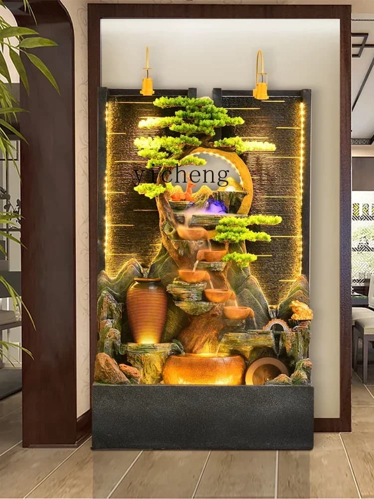X-14 Partition Water Curtain Wall Rockery  Screen Living Room Floor Circulating  Fish Tank Landscape