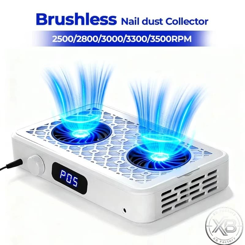 Professional Turbo Vacuum Cleaner Brushless Nail Dust Collector Two Hands Strong Suction Nail Dust Extractor with Double Fans