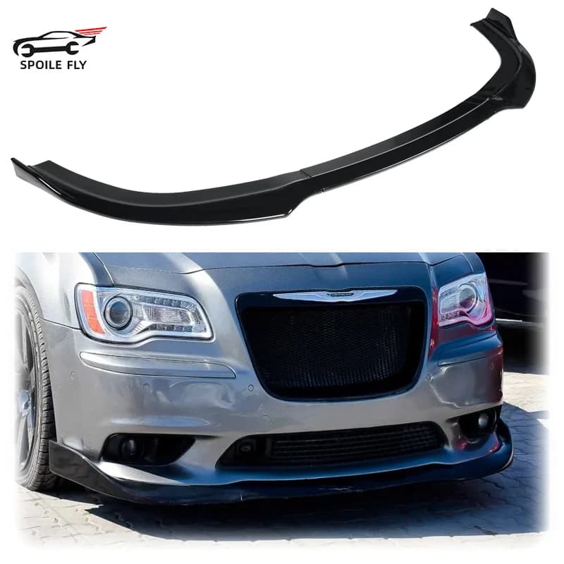 3X 2012 To 2014 Car Front Bumper Lip Splitter Spoiler Diffuser Guard For Chrysler 300 SRT8 Carbon Fiber Look&Black ABS Kit