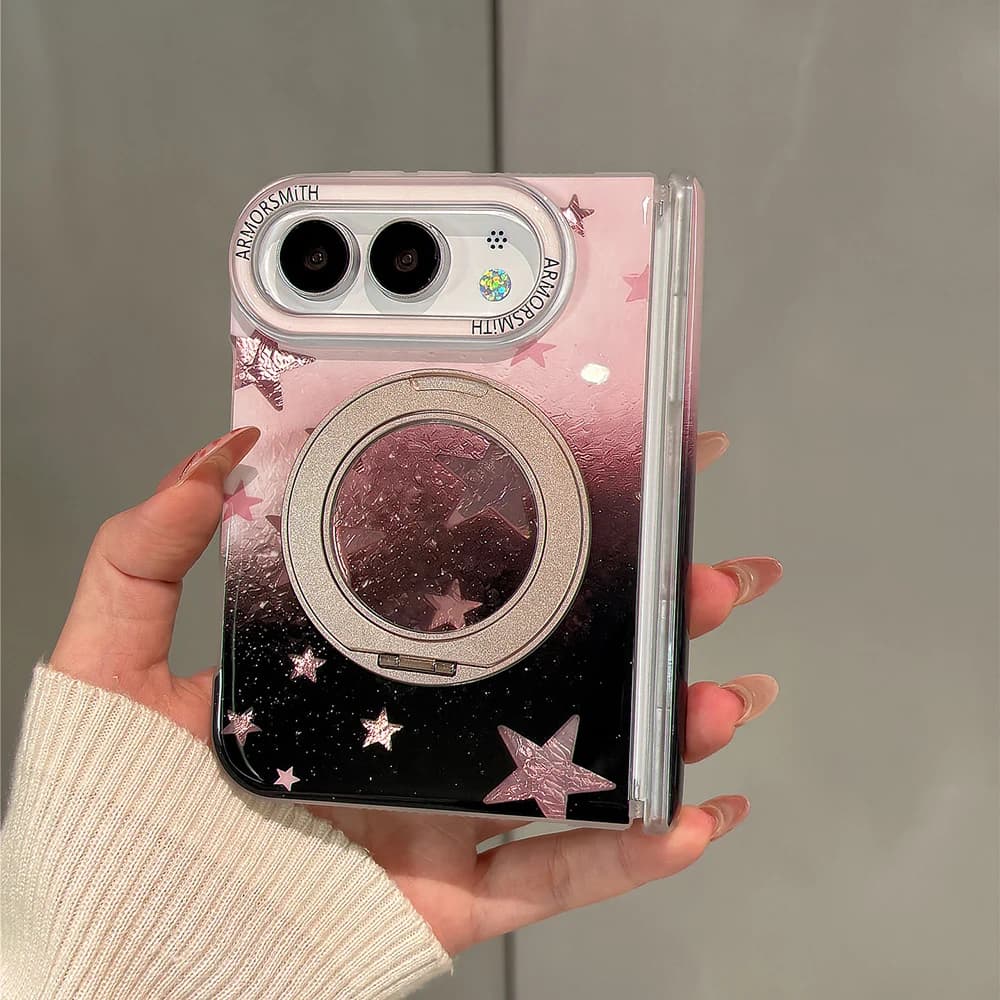 Fashion Polka Dots Rotatable Magnetic Kickstand Phone Case For iPhone Duo Shockproof Back Cover With Holder Stand For Magsafe