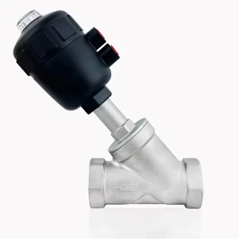 Angle seat valve 304 stainless steel, pneumatic Y-thread, steam high temperature gas control