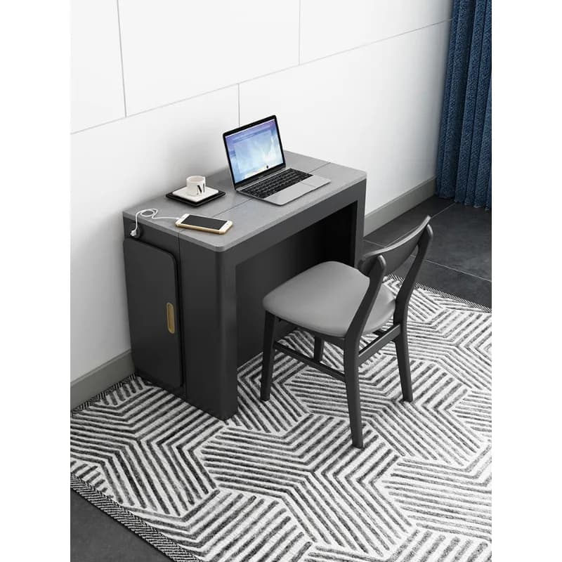 Small household dining table Modern simple retractable dining table and chair combination solid wood