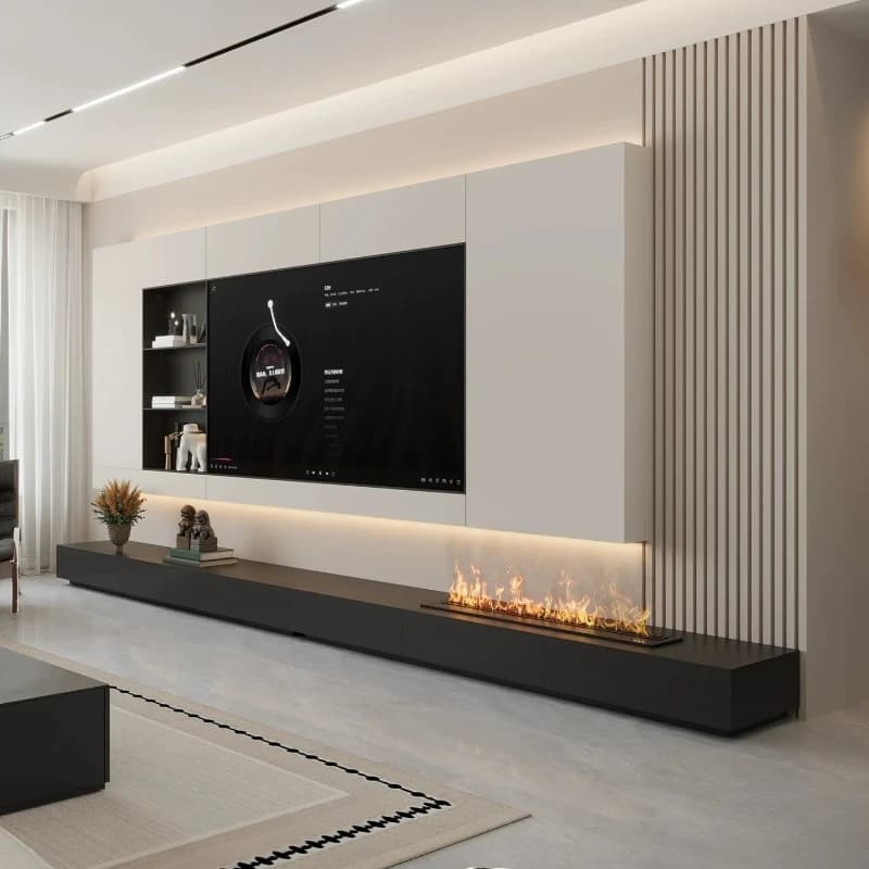 Hotel Electric Tv Cabinets Fireplace Luxury Smart Bookshelves Tv Cabinets Black Shelving Meuble Salon Living Room Furniture