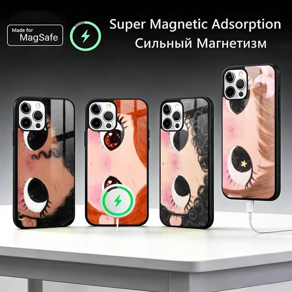 Yuy S-Starry Eyed Girls kawaii y2k  Phone Case For IPhone17 16 15 14 13 12 11 Plus Pro Max Plus Wireless Charger Cover Funda
