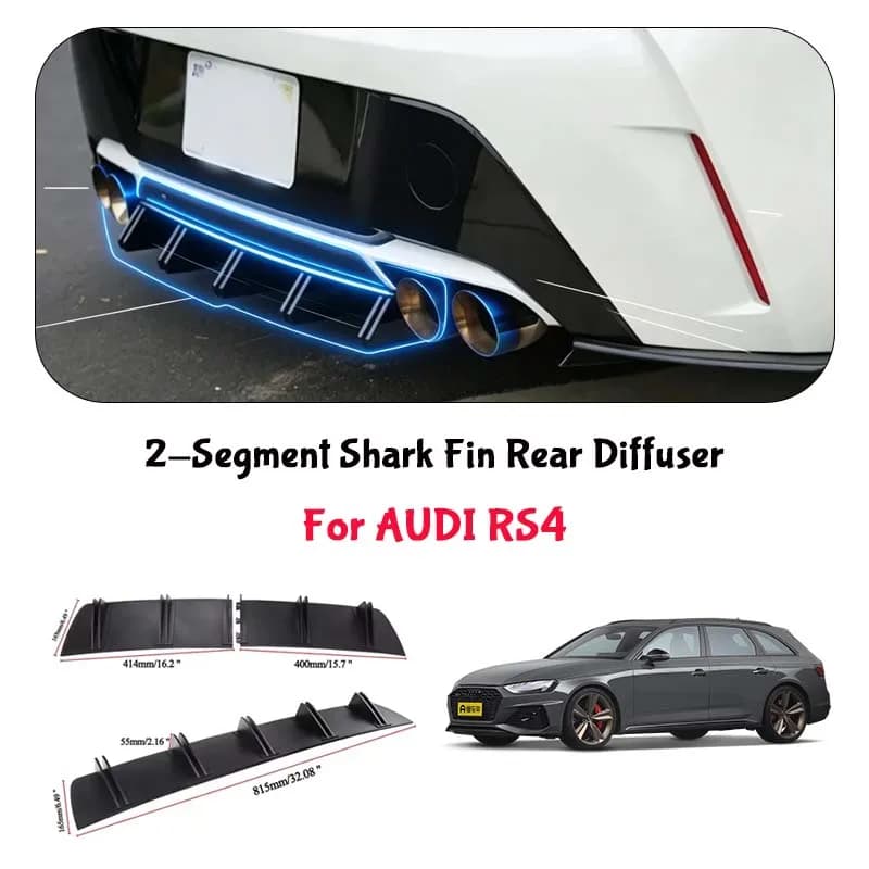 For AUDI RS4 Shark Fin Rear Diffuser Split Chassis Spoiler Auto Aerodynamic Parts Aerodynamic Modification