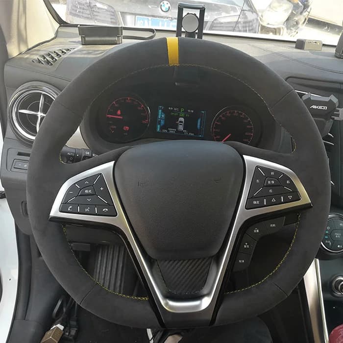 Hand-Stitched Suede Leather Steering Wheel Covers for BYD Models: Tang II DM Song MAX Yuan EV Qin PRO E2 Han E3