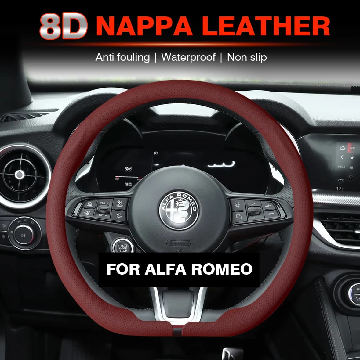 Car Suede Steering Wheel Cover Summer Sweat-absorbin For Alfa Romeo GT 147 156 159 166 Giulia Tonale Stelvio Giulietta Milano