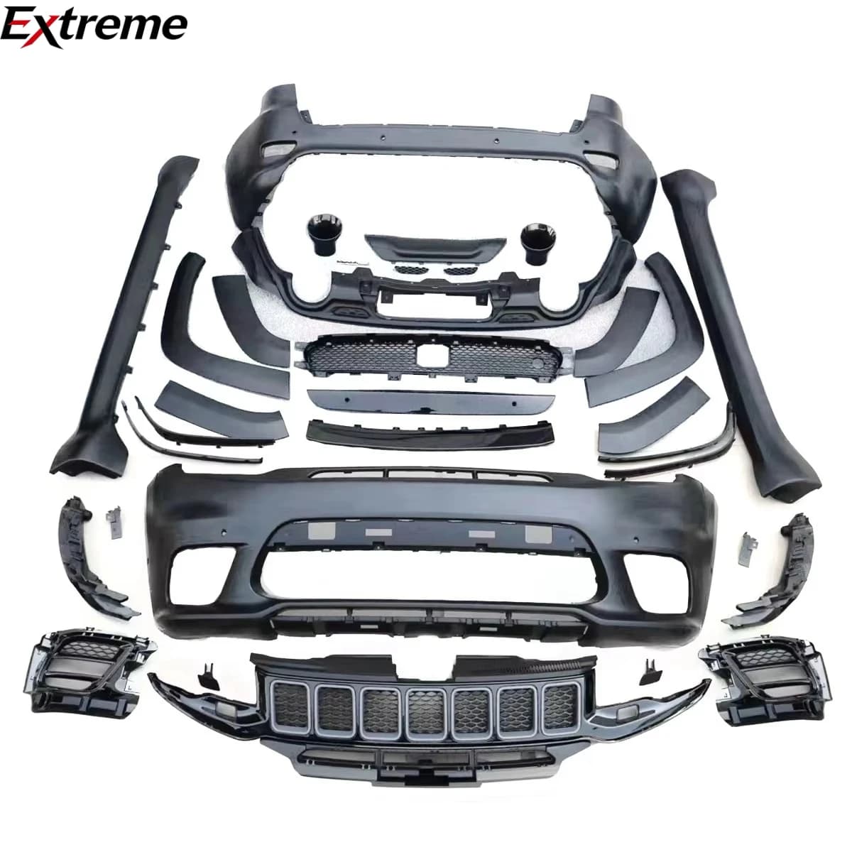 Change to SRT Style Side Skirt Grill Bumpers Body Kit for Jeep Grand Cherokee 2017-2021.