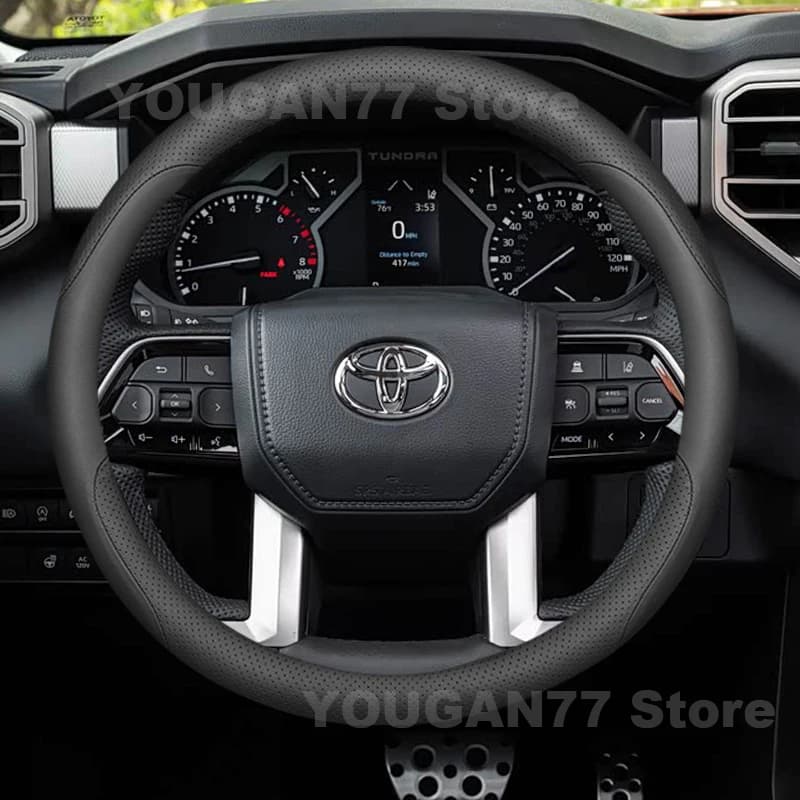 Leather Car Steering Wheel Cover For Toyota Land Cruiser 250 LC250 300 LC300 Prado J250 2020-2025 2026 Auto Interior Accessories
