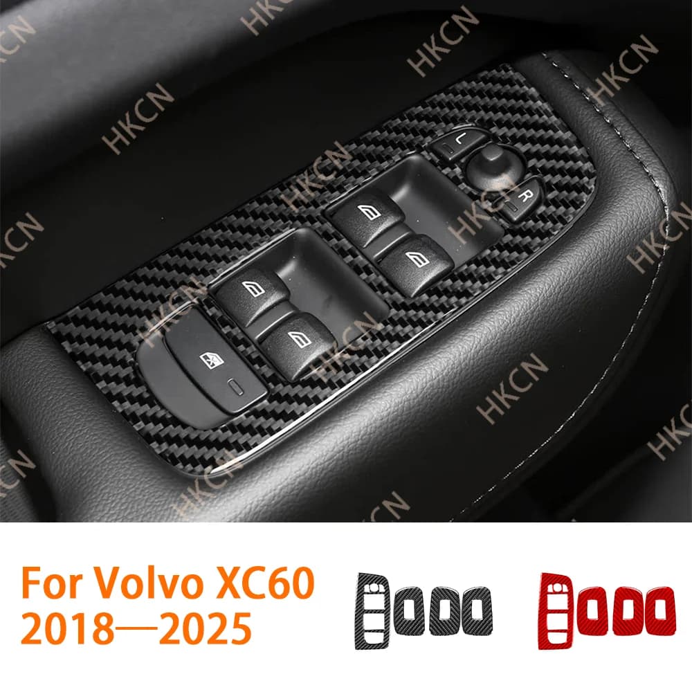 Window Control Lifting Panel Car Accessorie Interior Cover Trim Sticker For Volvo XC60 2018—2025 Carbon Fiber Modification