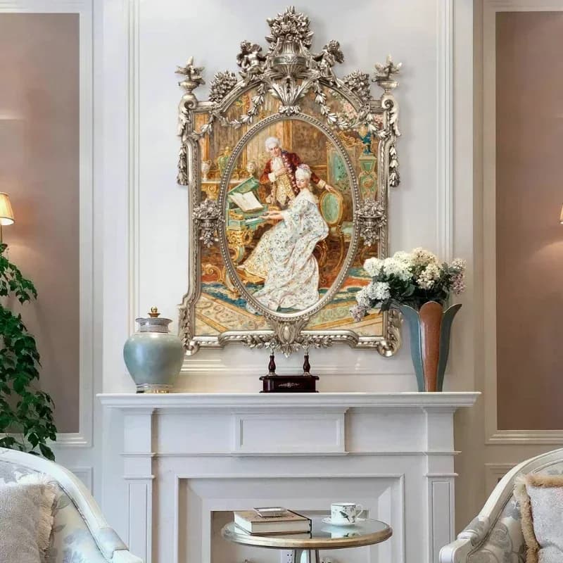 high-end mural hanging in the entrance, French court figures, handmade three-dimensional large, European decorative paintings Ho