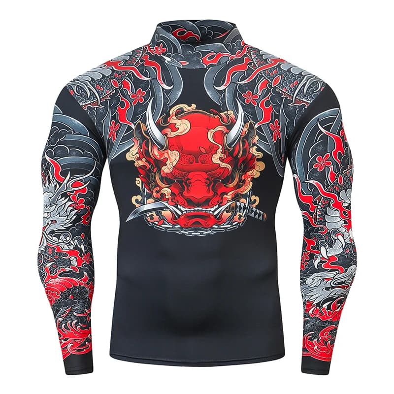 Men's T-shirt Long Sleeve High Neck Breathable and Quick-Drying Suitable for Running Fitness Cycling Rashguard Top for Travel