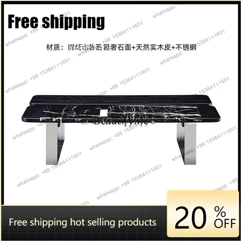 Living room household light luxury modern high-end black luxury stone size apartment coffee table Factory Direct
