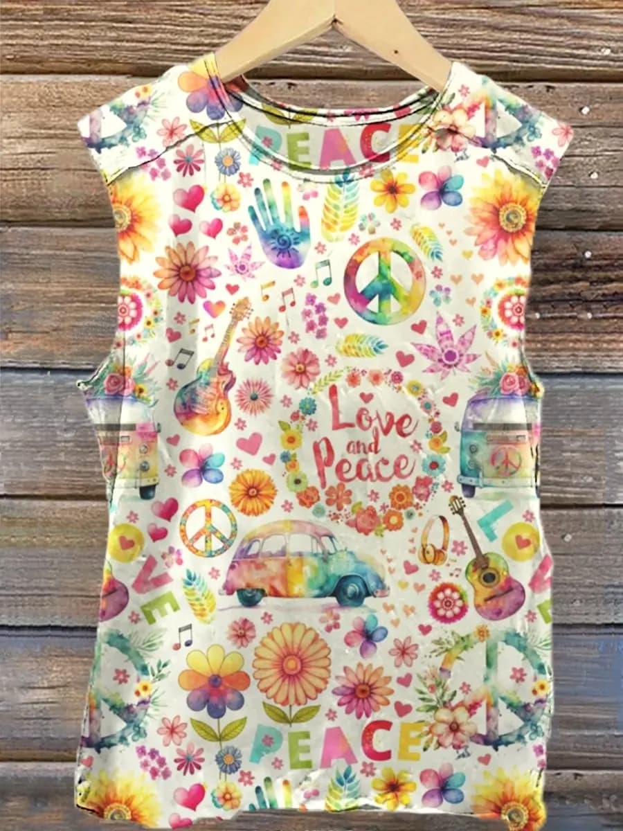 Art Painting Hippie 3D Printed Casual Unisex Tank Top Summer Tops T shirts